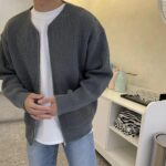 Men Zip Up Knitted Cardigan Lined Funnel Neck Jumper Sweater Pockets Coat All Seasons Comfortable Soft Long Sleeve - Image 2